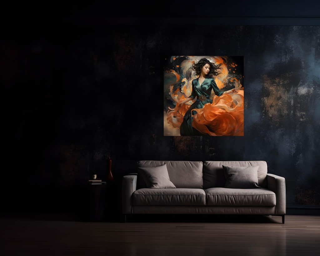 Autumnal Ember: A Dance of Flames and Silk