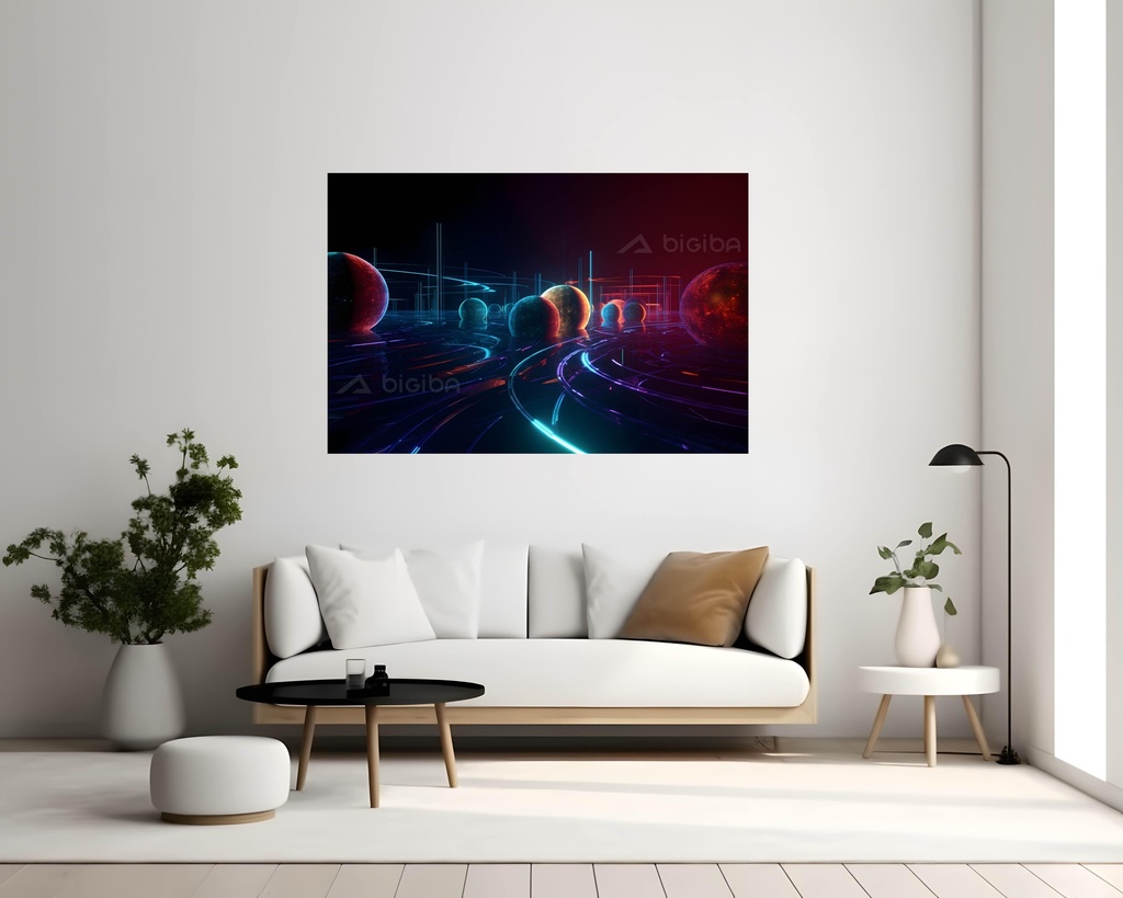 Cosmic Orbs on Neon Grids
