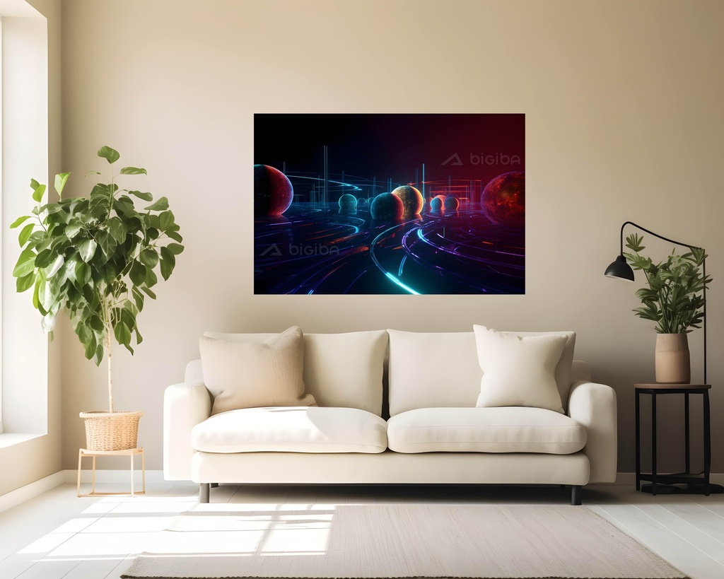 Cosmic Orbs on Neon Grids
