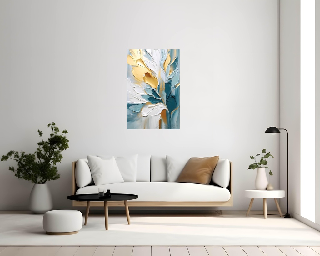 Gilded Petals in Aquatic Breeze