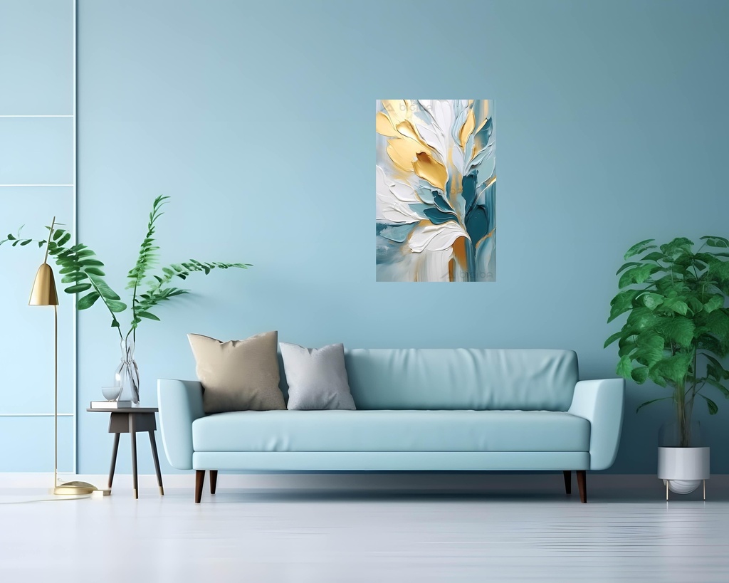 Gilded Petals in Aquatic Breeze
