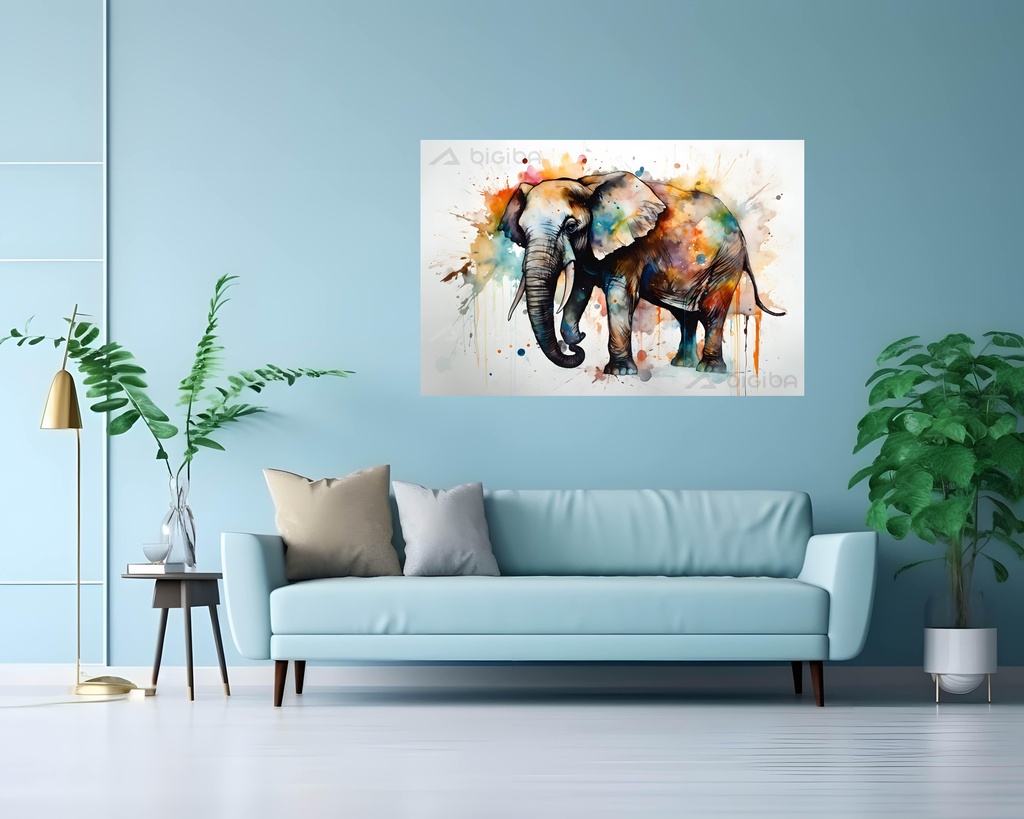Spectrum Tusk: Majestic Watercolor Elephant