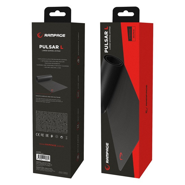 Rampage egérpad - pulsar l (300x700x3mm gaming mouse pad, fekete)