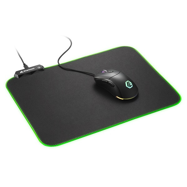Sharkoon egérpad - 1337 gaming mat rgb v2 360 (360 x 270 x 3 mm, rgb led, lecsatlakoztatható usb kábel, fekete)