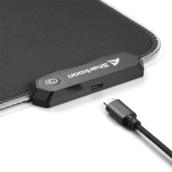 Sharkoon egérpad - 1337 gaming mat rgb v2 360 (360 x 270 x 3 mm, rgb led, lecsatlakoztatható usb kábel, fekete)