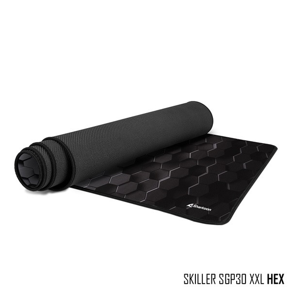 Sharkoon egérpad - skiller sgp30 xxl hex (900 x 400 x, 2,4 mm; varrott szélek; fekete)