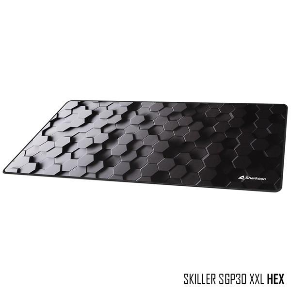 Sharkoon egérpad - skiller sgp30 xxl hex (900 x 400 x, 2,4 mm; varrott szélek; fekete)