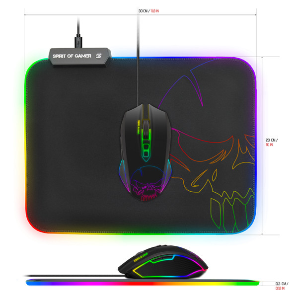 Spirit of gamer egérpad - rgb medium (rgb háttérvilágítás, 350 x 255 x 3mm; fekete)