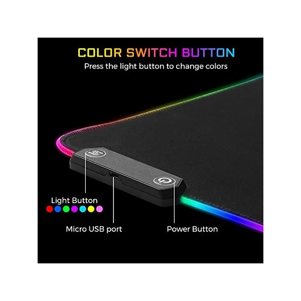 The g-lab egérpad - pa rubidium (800x300x3mm; fekete, extra usb, vízálló, rgb led)