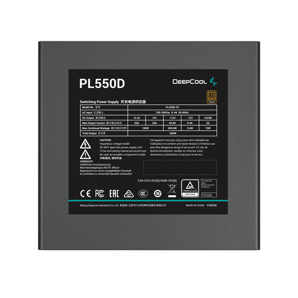 Deepcool tápegység 550w - pl550-d (80 plus bronze, atx3.0, aktív pfc, 12cm )