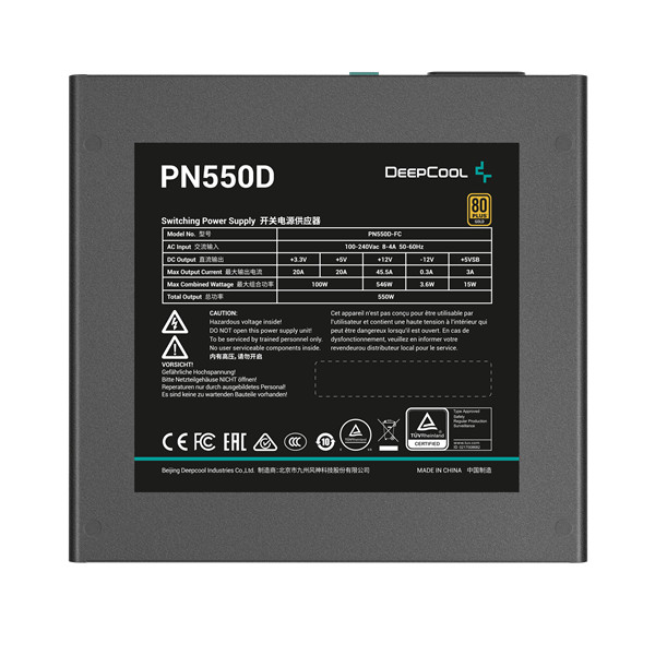 Deepcool tápegység 550w - pn550-d (80 plus gold, atx3.1, pci-e 5.1, aktív pfc, 12cm)