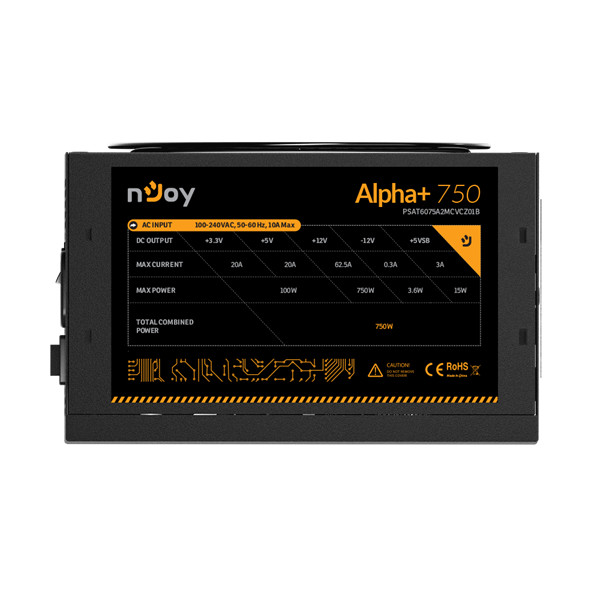 Njoy tápegység 750w - alpha+ 750 (80 plus gold, moduláris, aktív pfc, 12cm)