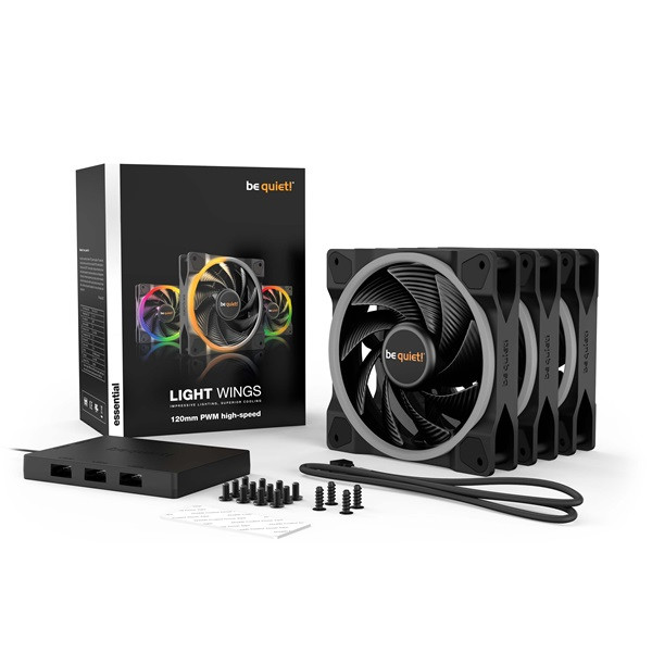 Be quiet! Cooler 12cm - light wings 120mm pwm high-speed triple-pack (rgb, 2500rpm, 31db, fekete)