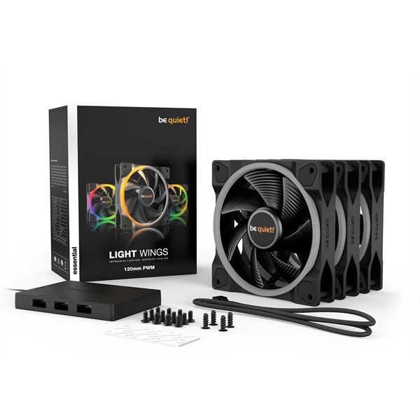 Be quiet! Cooler 12cm - light wings 120mm pwm triple-pack (rgb, 1700rpm, 20,6db, fekete)