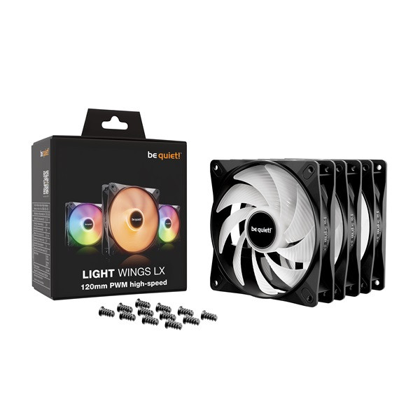 Be quiet! Cooler 12cm - light wings lx 120mm pwm high-speed triple-pack (rgb, 2100rpm, 30,9db, fekete)