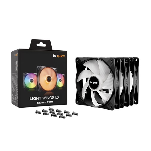 Be quiet! Cooler 12cm - light wings lx 120mm pwm triple-pack (rgb, 1600rpm, 25,5db, fekete)
