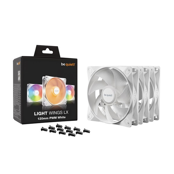 Be quiet! Cooler 12cm - light wings lx 120mm pwm white triple-pack (rgb, 1600rpm, 25,5db, fehér)