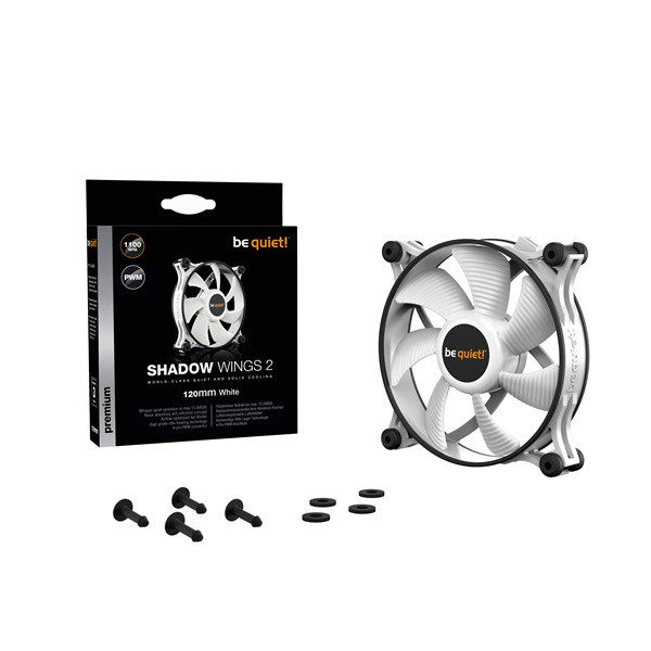 Be quiet! Cooler 12cm - shadow wings 2 120mm pwm white (1100rpm, 15,9db, fehér)