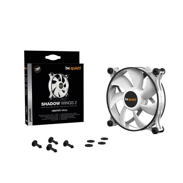 Be quiet! Cooler 12cm - shadow wings 2 120mm white (1100rpm, 15,7db, fehér)