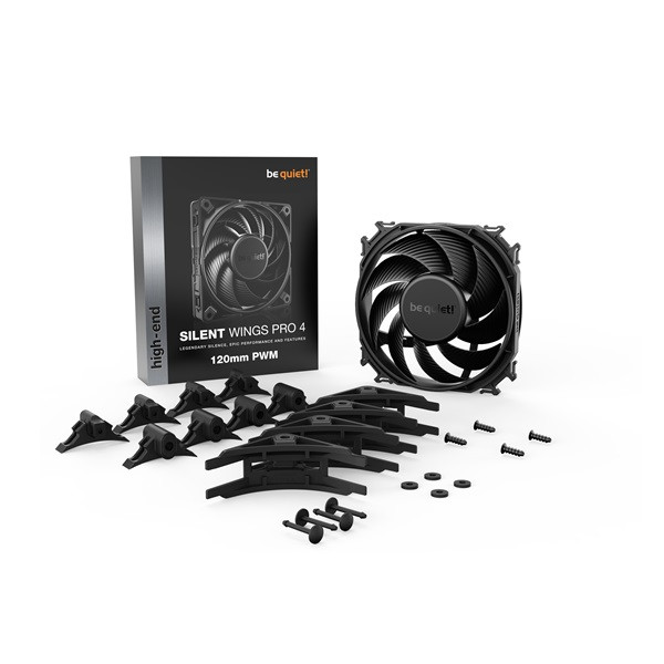 Be quiet! Cooler 12cm - silent wings pro 4 120mm pwm (3000rpm, 36,9db, fekete)