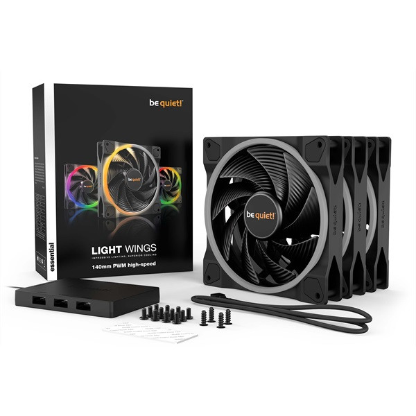 Be quiet! Cooler 14cm - light wings 140mm pwm high-speed triple-pack (rgb, 2200rpm, 31db, fekete)