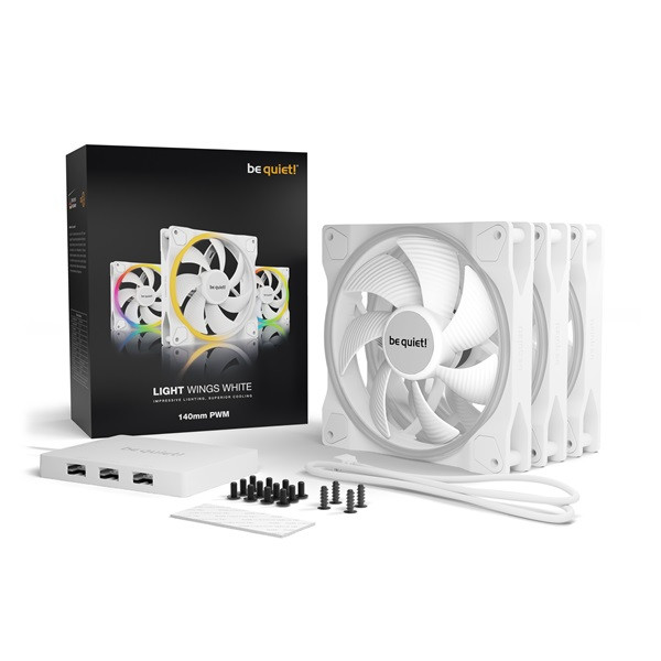 Be quiet! Cooler 14cm - light wings white 140mm pwm triple pack (rgb, 1700rpm, 20,6db, fehér)