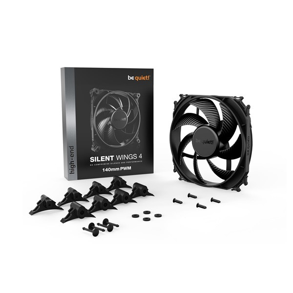 Be quiet! Cooler 14cm - silent wings 4 140mm pwm (1100rpm, 13,6db, fekete)