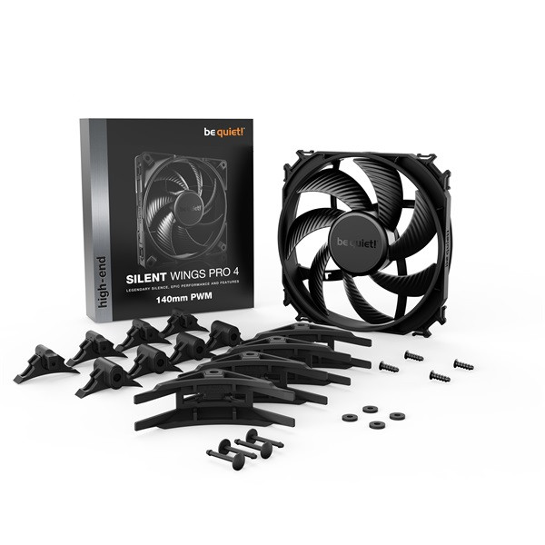 Be quiet! Cooler 14cm - silent wings pro 4 140mm pwm (2400rpm, 36,8db, fekete)