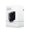Deepcool cpu cooler - ag400 (31,6 db; max, 128,93 m3/h; 4pin csatlakozó, 4 db heatpipe, 12cm, pwm)