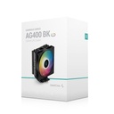 Deepcool cpu cooler - ag400 bk argb (31,6 db; max, 128,93 m3/h; 4pin csatlakozó, 4 db heatpipe, 12cm, pwm)