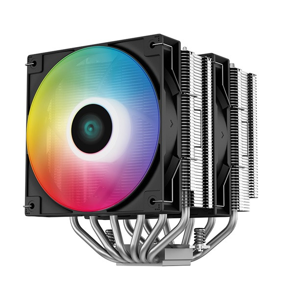 Deepcool cpu cooler - ag620 bk argb (29,4 db; max, 115,32 m3/h; 4pin csatlakozó, 6 db heatpipe, 12cm, pwm, led)