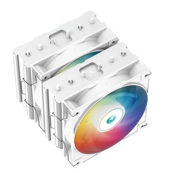 Deepcool cpu cooler - ag620 wh argb (29,4 db; max, 115,32 m3/h; 4pin pwm, 6 db heatpipe, 12cm, a-rgb led, fehér)