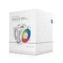Deepcool cpu cooler - ag620 wh argb (29,4 db; max, 115,32 m3/h; 4pin pwm, 6 db heatpipe, 12cm, a-rgb led, fehér)