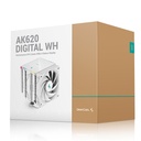 Deepcool cpu cooler - ak620 digital wh (28 db; max, 117,21 m3/h; 4pin csatlakozó, 6 db heatpipe, 2x12cm, pwm, fehér)