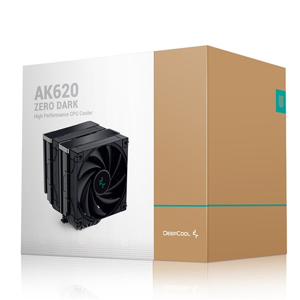 Deepcool cpu cooler - ak620 zero dark (28 db; max, 117,21 m3/h; 4pin csatlakozó, 6 db heatpipe, 2x12cm, pwm)