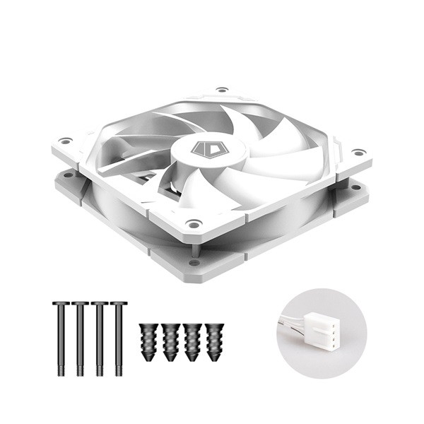 Id-cooling cooler 12cm - tf-12025 white (15.2-35.2db, max. 129,39 m3/h, 4pin, pwm, 12cm,)