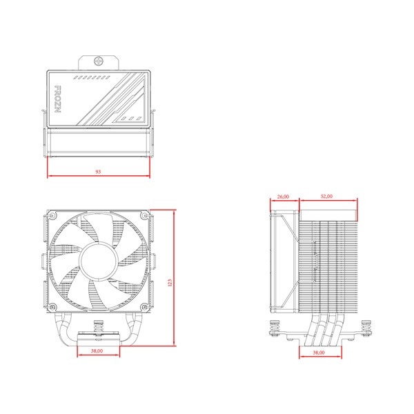 Id-cooling cpu cooler - frozn a400 argb (25,8db; max. 77,81 m3/h; 4pin csatlakozó, 4 db heatpipe, 12cm, pwm)