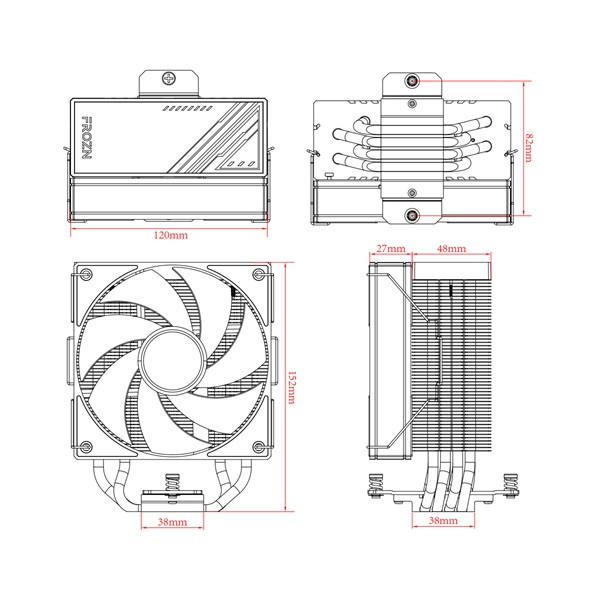 Id-cooling cpu cooler - frozn a410 argb (29.9db; max. 132,54 m3/h; 4pin, 4 db heatpipe, 12cm, a-rgb, pwm)