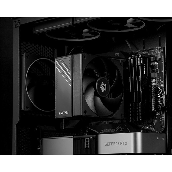Id-cooling cpu cooler - frozn a410 black (28.95db; max. 132,94 m3/h; 4pin csatlakozó, 4 db heatpipe, 12cm, pwm)
