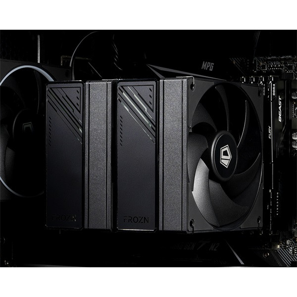 Id-cooling cpu cooler - frozn a620 black (29,85db; max 132,94 m3/h; 4pin csatlakozó, 6 db heatpipe, 2x12cm, pwm)