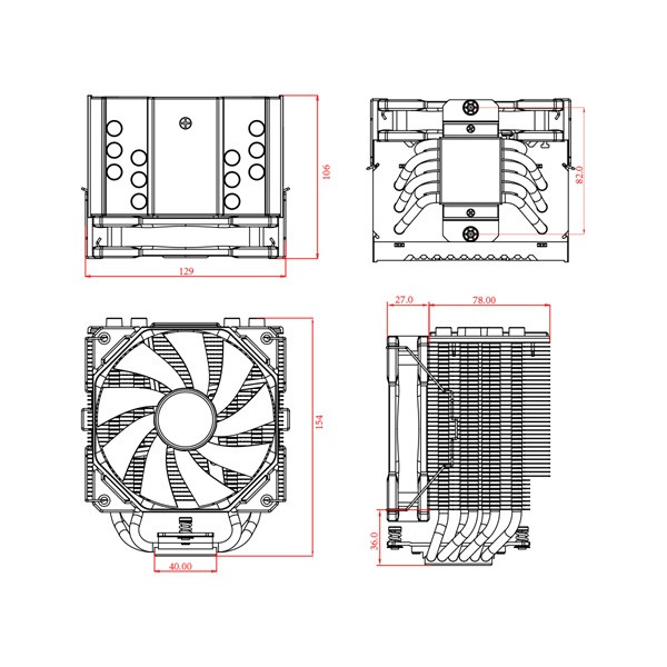 Id-cooling cpu cooler - se-226-xt black (16.2-35.2db; max 129,39 m3/h; 4pin csatlakozó, 6 db heatpipe, 12cm, pwm,)