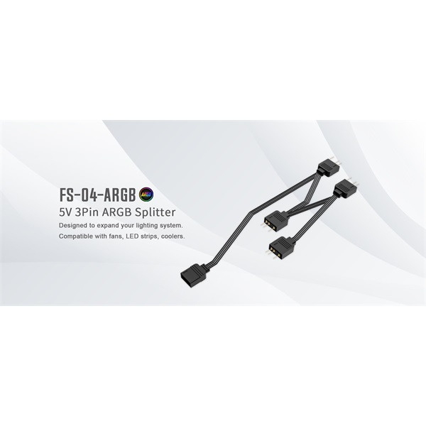 Id-cooling rgb elosztó - fs-04 argb  (1 db bemenet ,4 dbkimenet 3pin pwm)