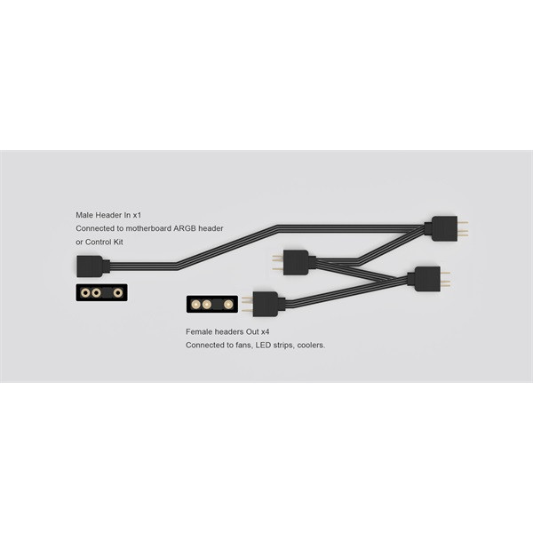 Id-cooling rgb elosztó - fs-04 argb  (1 db bemenet ,4 dbkimenet 3pin pwm)