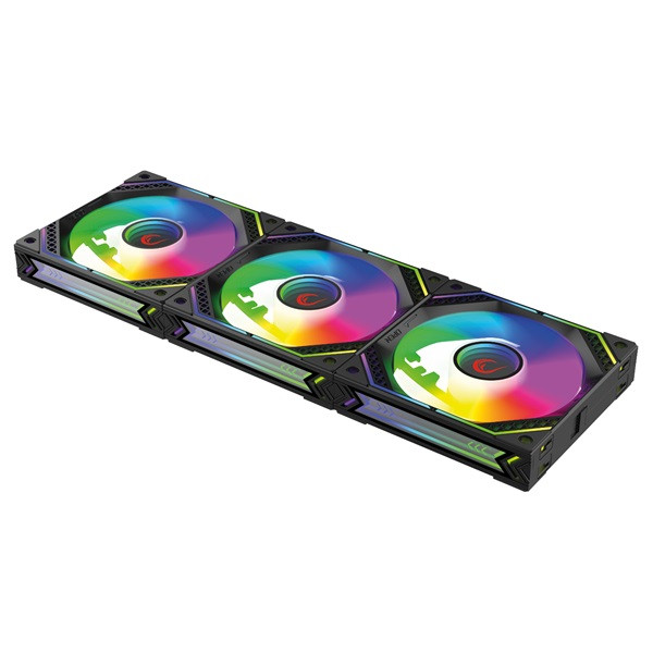 Rampage cooler 12cm - cyclops f30 (3x12cm, max 29,2dba, 114,68 m3/h, ház hűtésre, a-rgb led, fekete)
