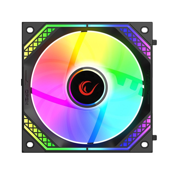 Rampage cooler 12cm - cyclops f30 (3x12cm, max 29,2dba, 114,68 m3/h, ház hűtésre, a-rgb led, fekete)