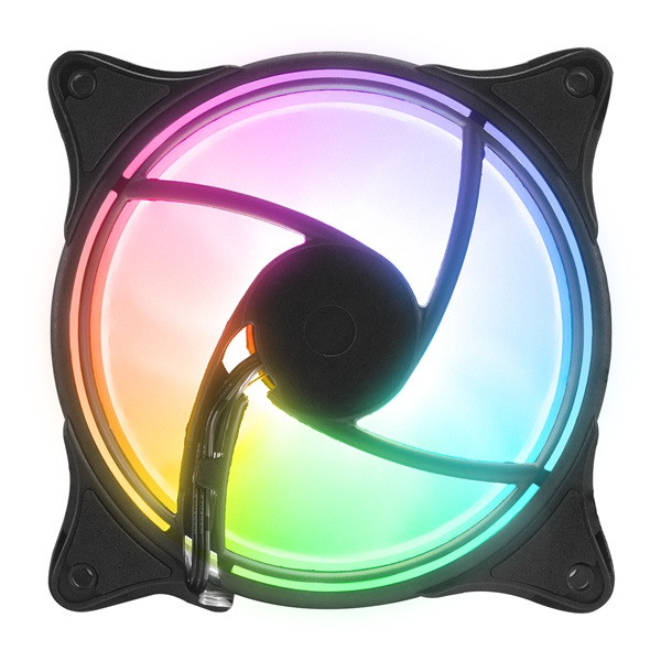 Rampage cooler 12cm - glare f50 (64,56 m3/h, ház hűtésre, rainbow led, fekete)