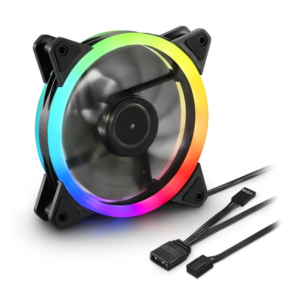 Sharkoon cooler 12cm - shark blades rgb (18.2db; 94.8 m3/h; 1200rpm; 20x rgb led; 3pin + 4pin csatlakozó; ház hűtésre)