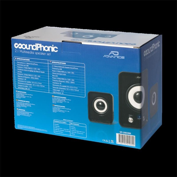 Advance hangszóró - soundphonics 6w rms (2.1, 3,5 mm jack, fekete)