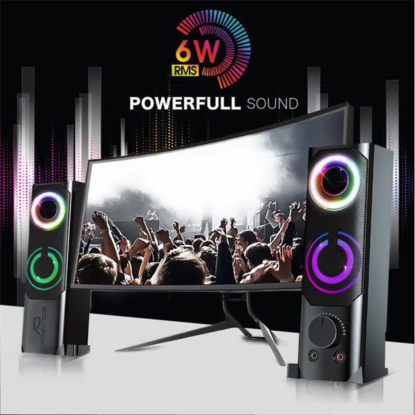 Advance hangszóró - soundphonics rgb 6w rms (2.0, 3,5mm jack, rgb, fekete)
