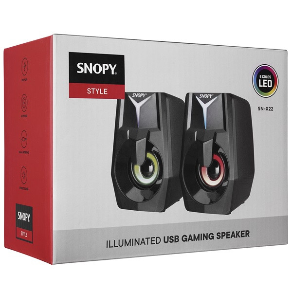 Snopy hangszóró 2.0 - sn-x22 style  (6w rms; hangerőszabályzó; 3,5mm jack; usb)